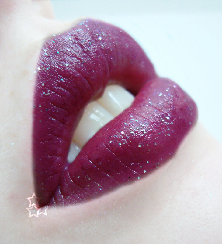glittery purple lips close-up