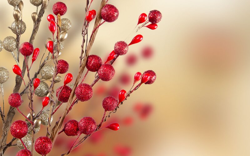 Glittery Red and Gold Berries