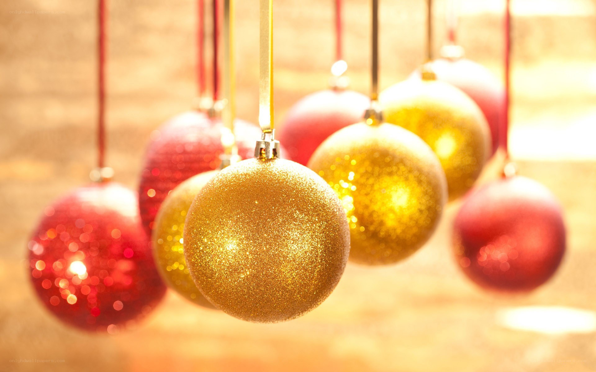 glittery red and gold ornaments