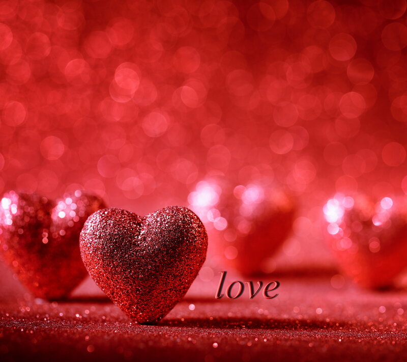 Glittery Red Hearts — Romantic, Photograph, Sparkles