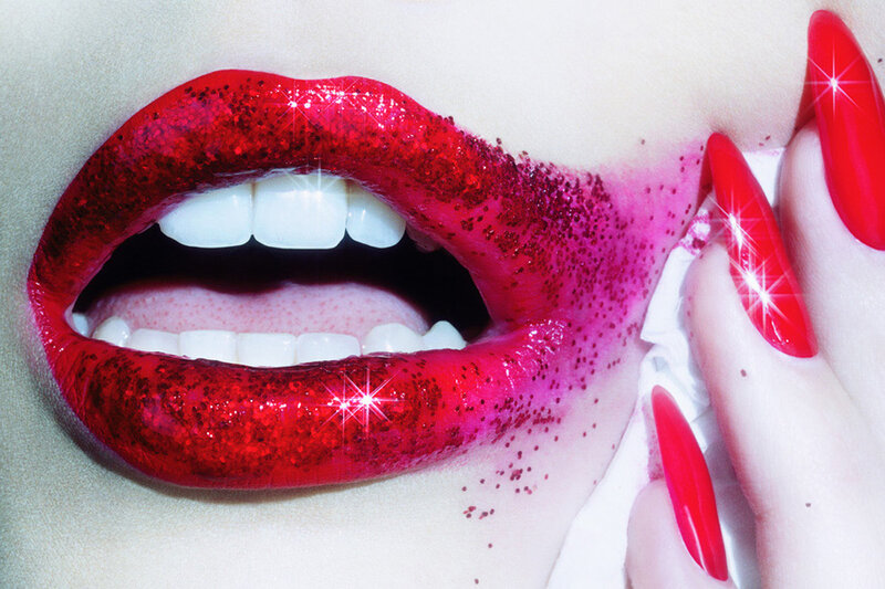 Glittery Red Lips — Dramatic, Photograph