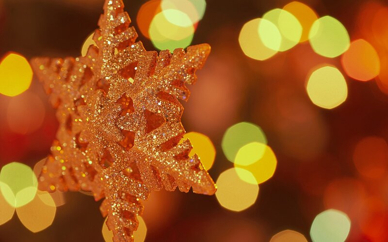 Glittery Snowflake Ornament — Gold, Festive