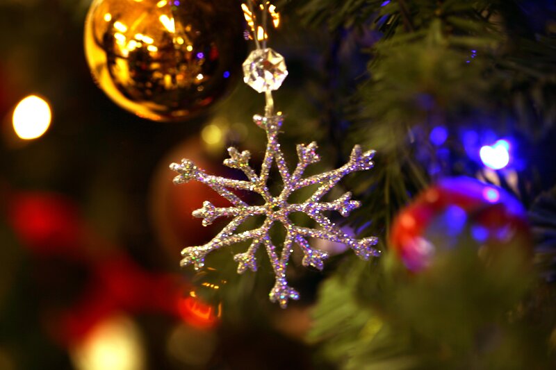 Glittery Snowflake Ornament — Green