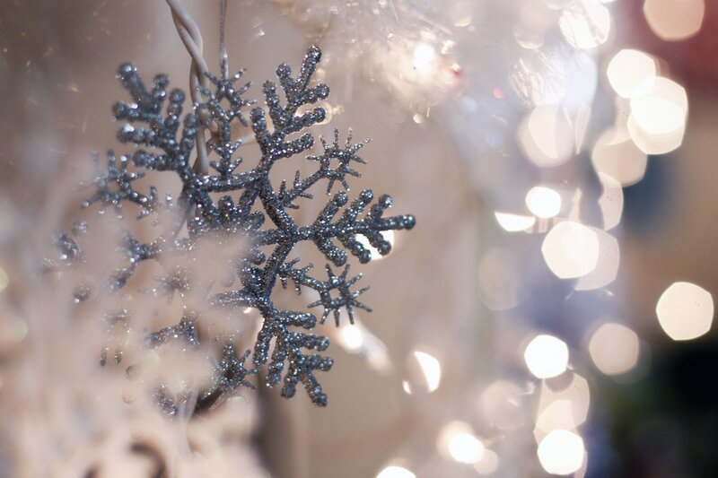 Glittery Snowflake Ornament — Silver