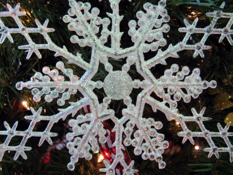 Glittery Snowflake Ornament — White