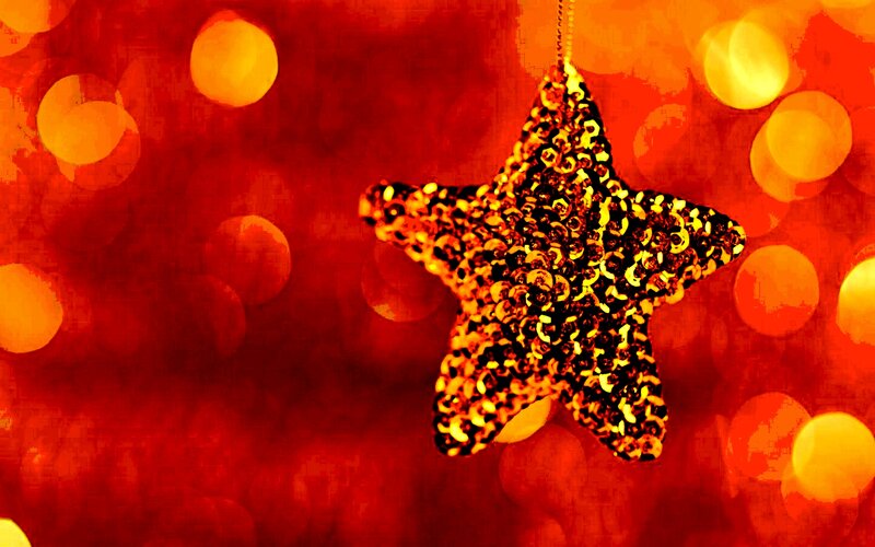Glittery Star Ornament — Red