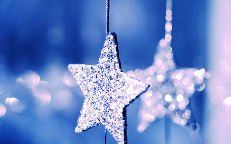 Glittery Star Ornaments — Blue, Festive