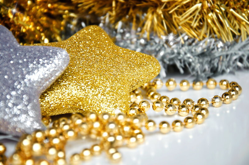 Glittery Star Ornaments — Gold