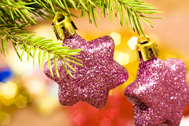 Glittery Star Ornaments — Purple