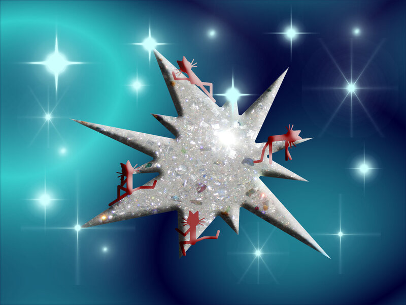 Glittery Star with Cats