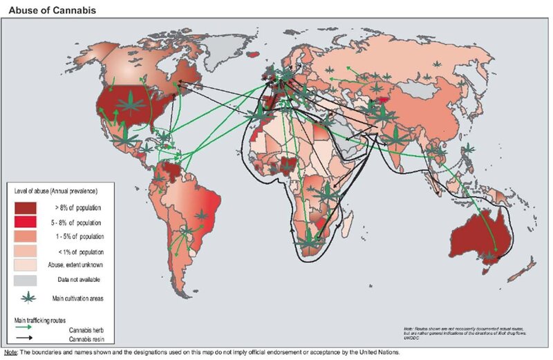 Global cannabis abuse map