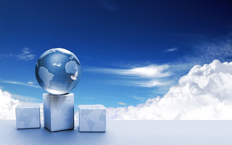 Global concept with globe and cubes