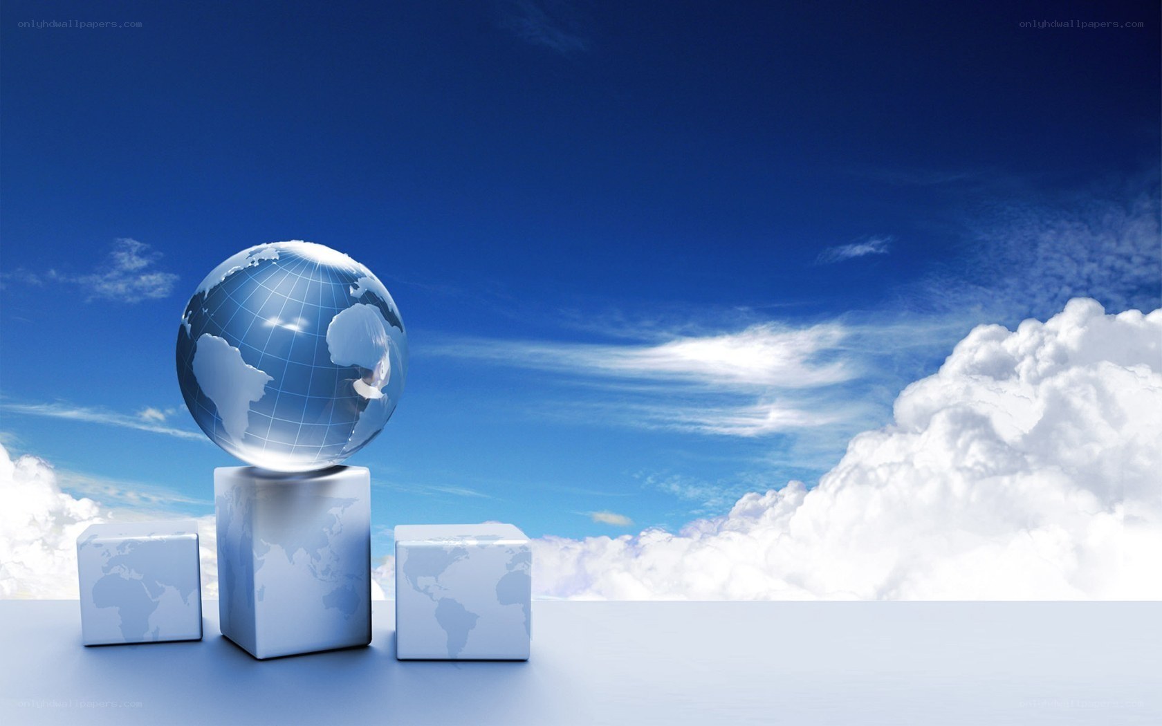 Global concept with globe and cubes