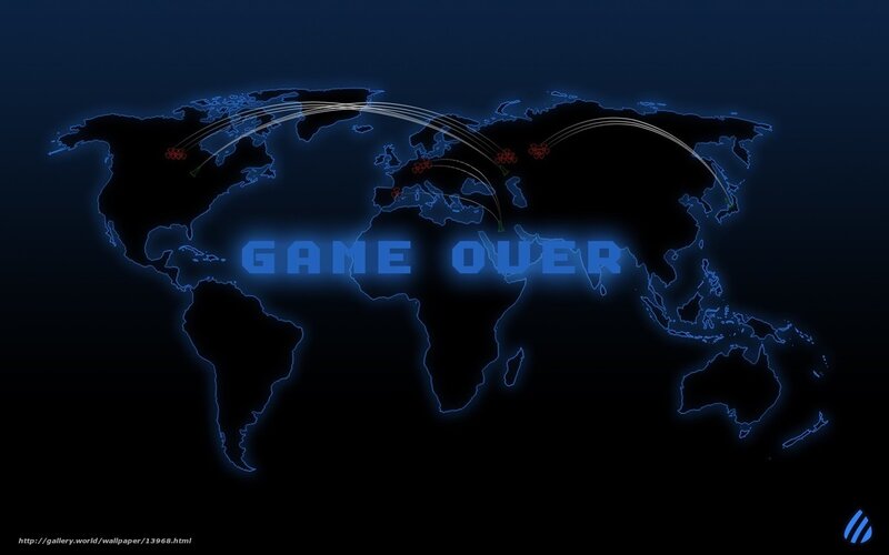 Global network map with game over text
