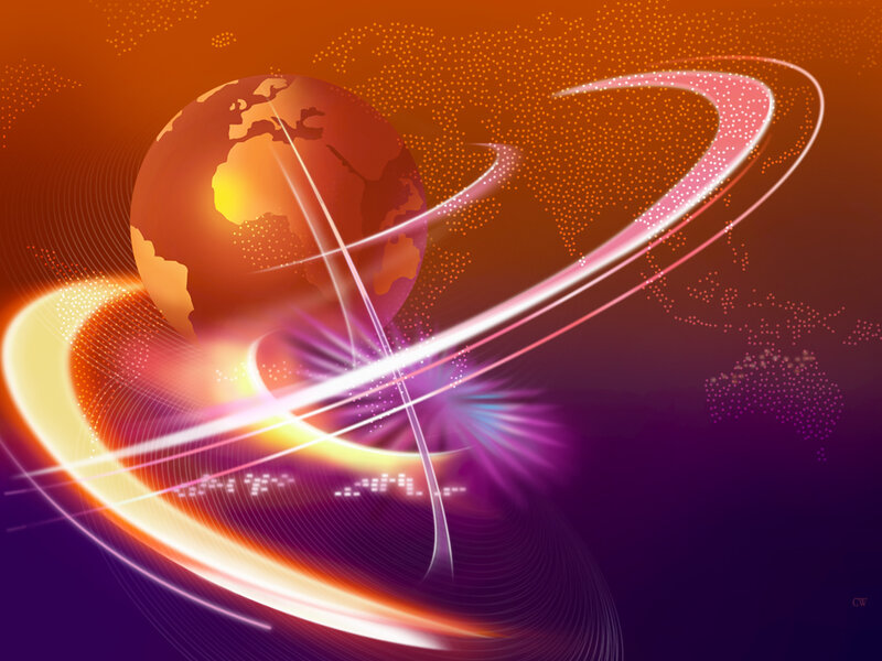 Global network with glowing lines