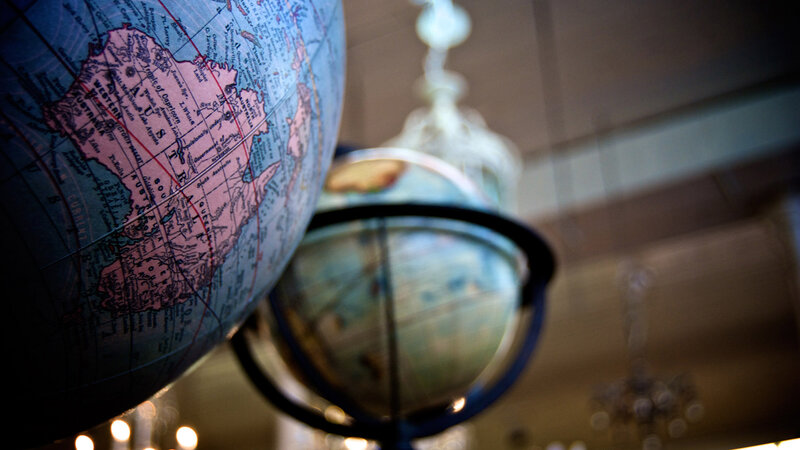 globe display in a room