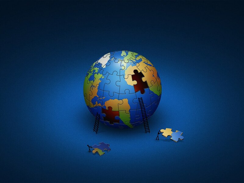 Globe Made of Puzzle Pieces