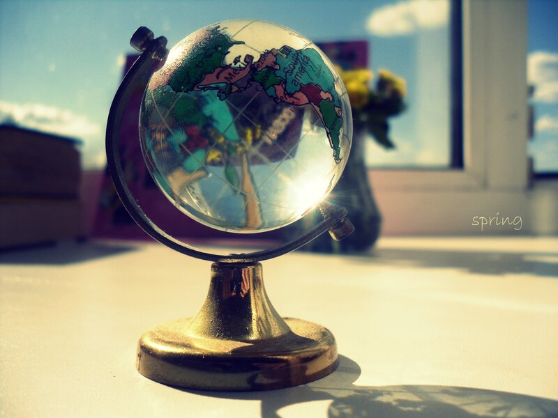 globe on a sunny windowsill