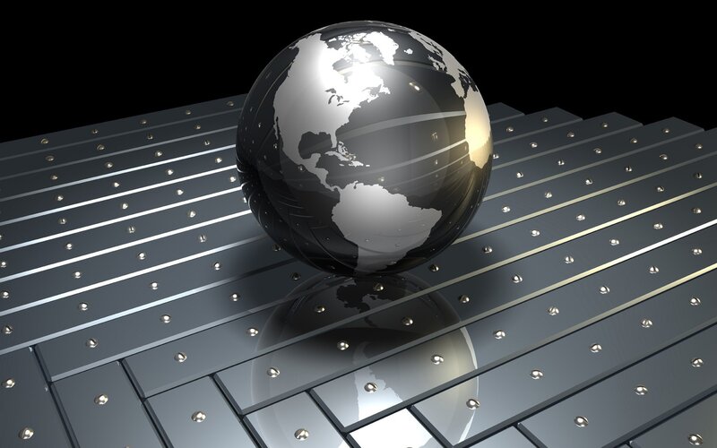 Globe on Metal Surface — Gray, Dramatic