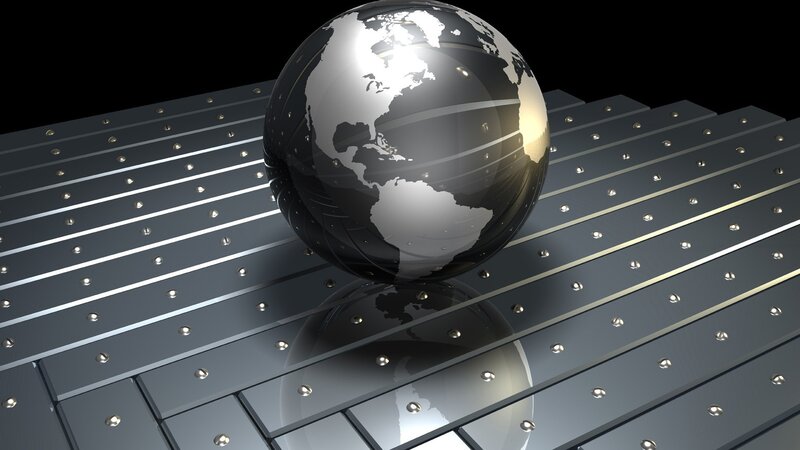 Globe on Metal Surface — Gray, Neutral