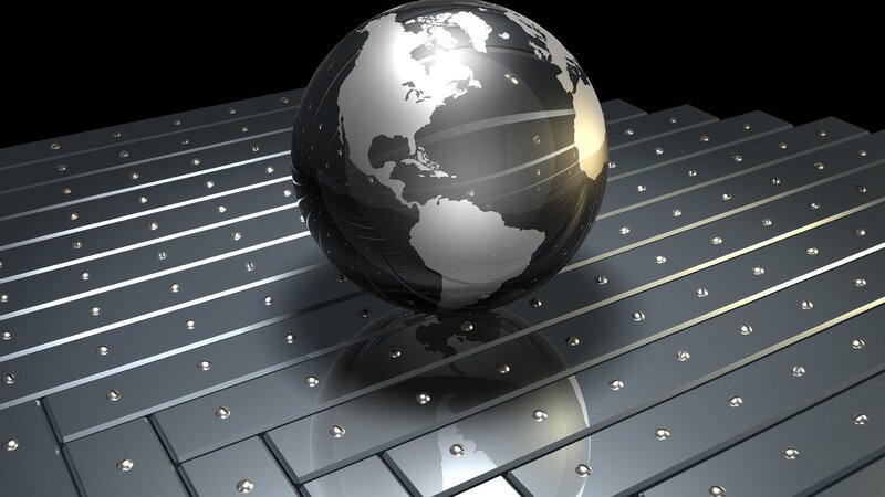 Globe on Metal Surface — Gray