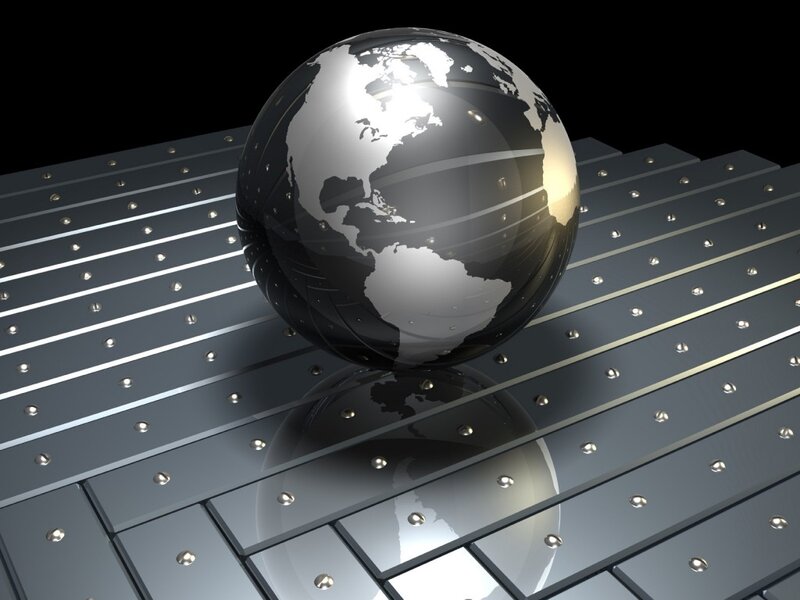 globe on metal surface