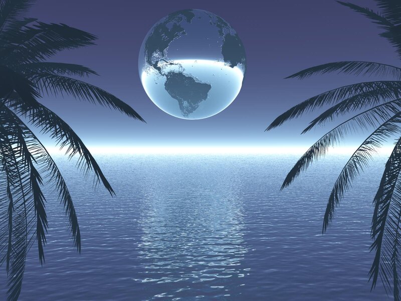 Globe over Ocean — Blue
