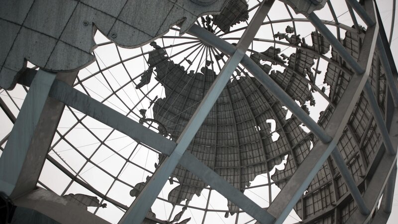 globe sculpture from below