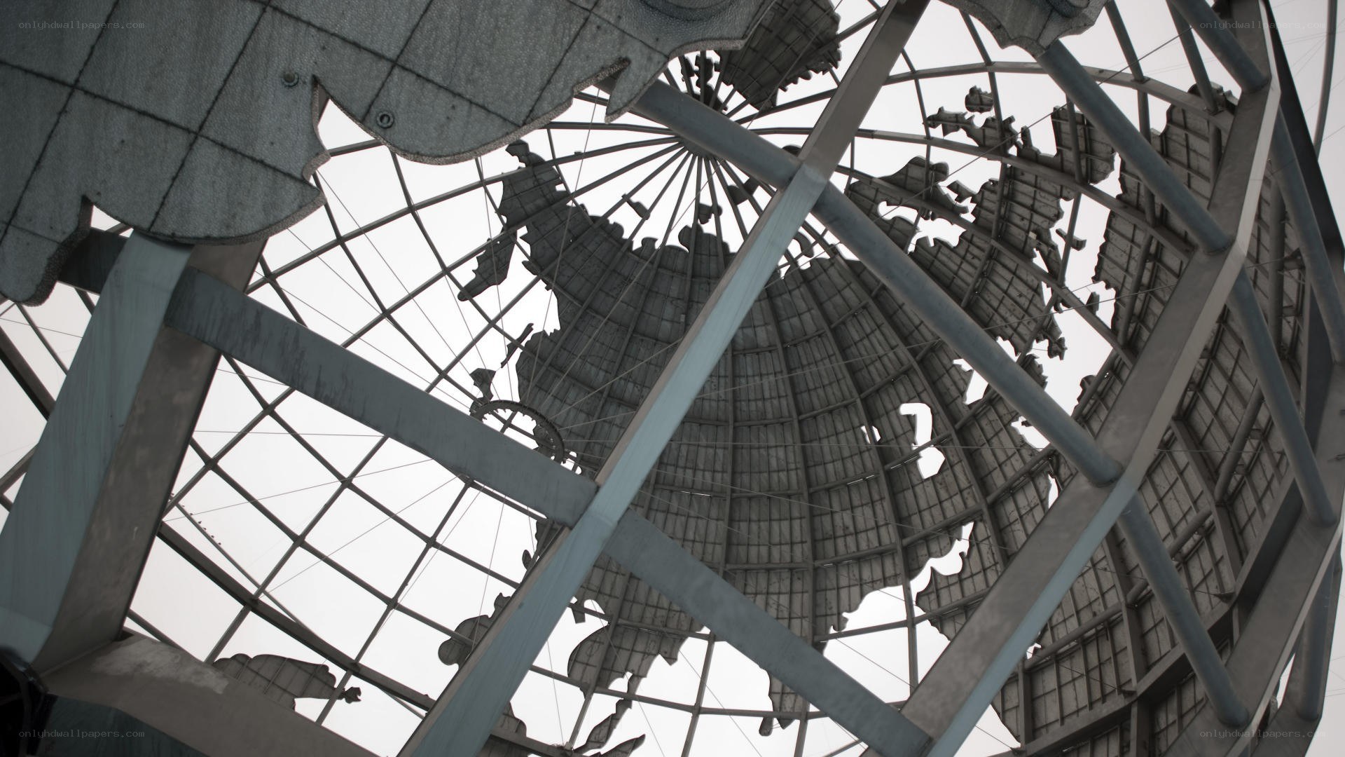 globe sculpture from below