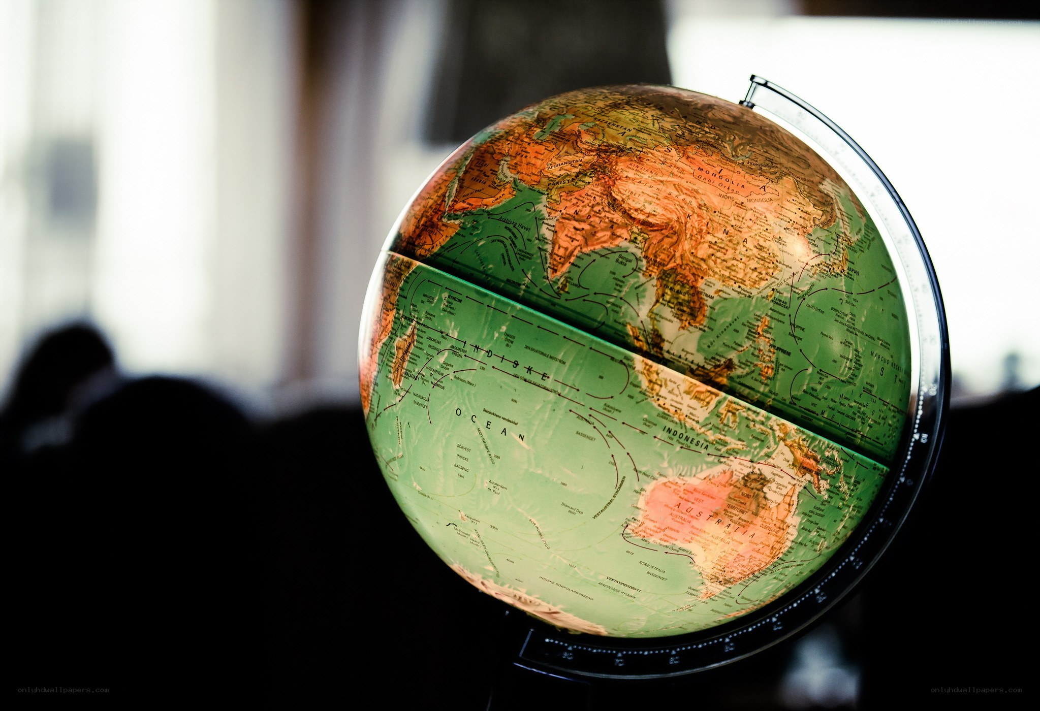 globe showing asia and australia
