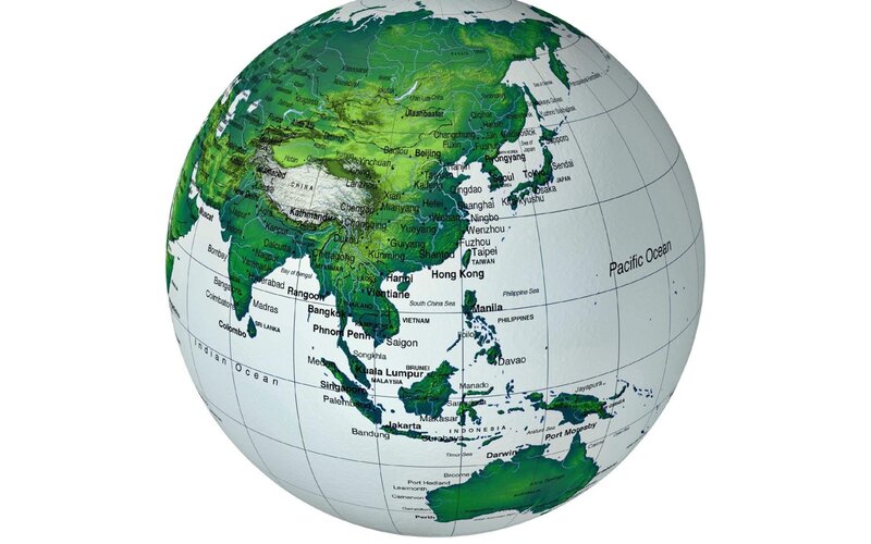 Globe Showing Asia and Oceania — Green