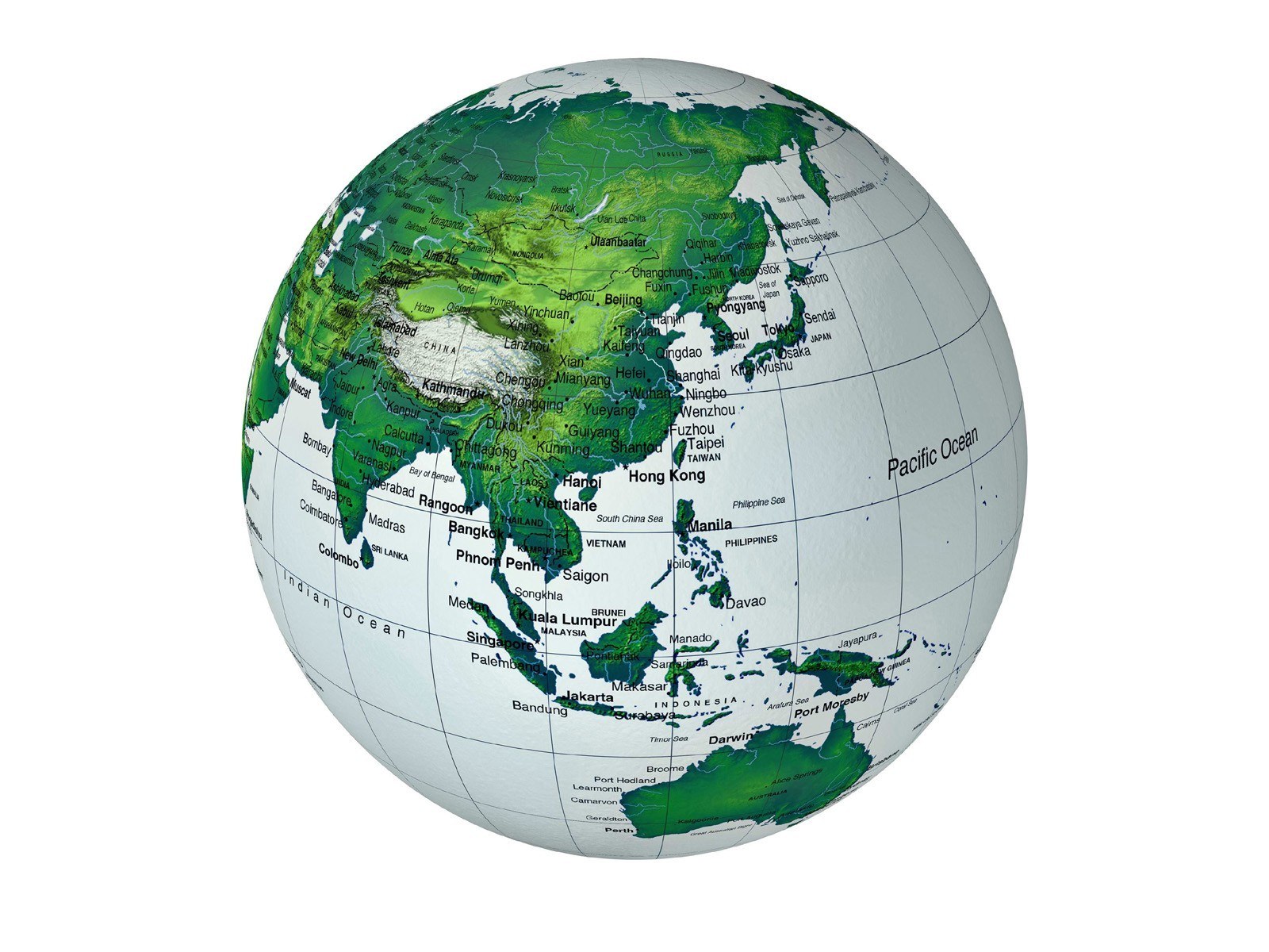 globe showing asia and pacific