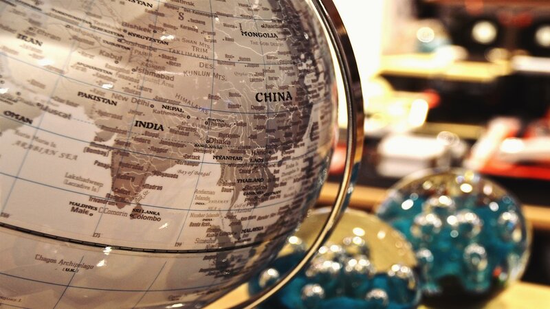 Globe Showing Asia — White