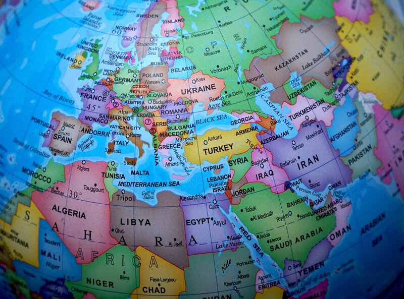 globe showing europe and middle east