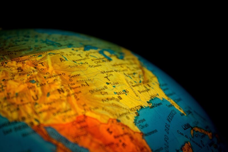 Globe Showing North America — Yellow