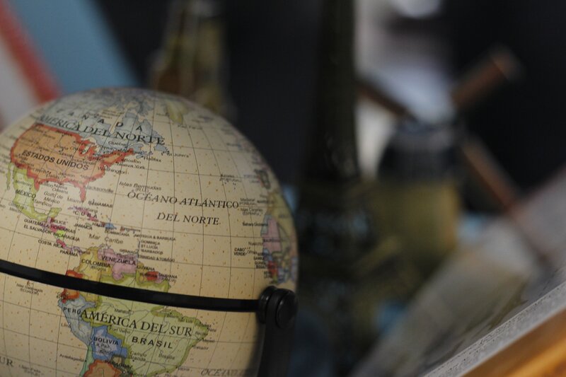 globe showing north and south america