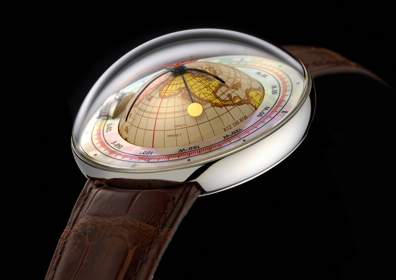 globe-themed wristwatch