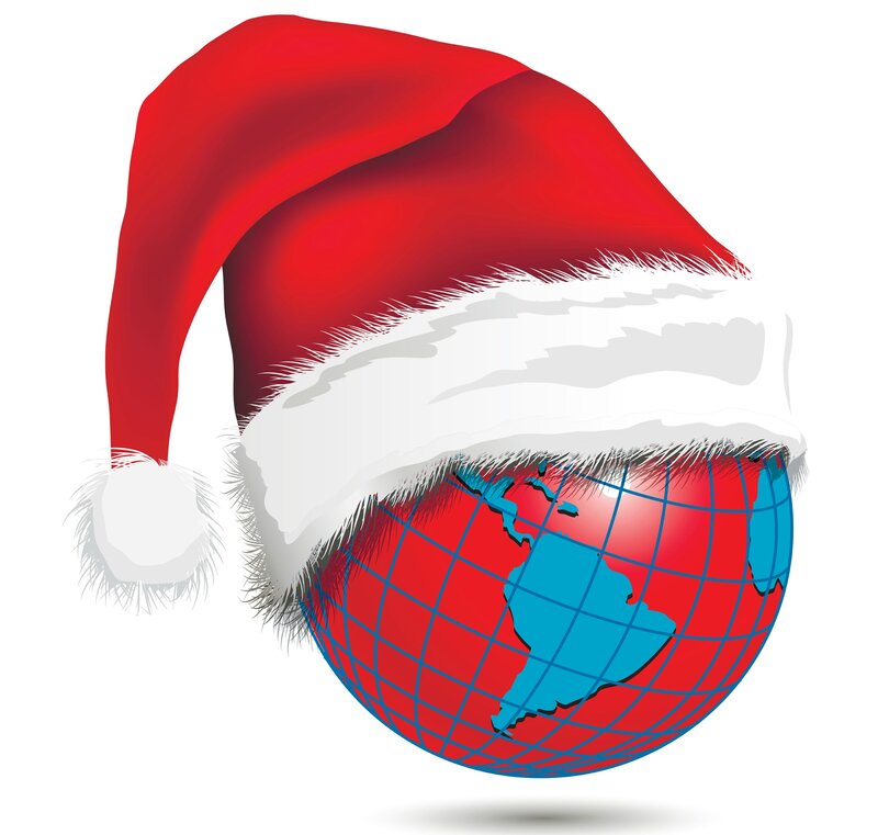 Globe Wearing Santa Hat