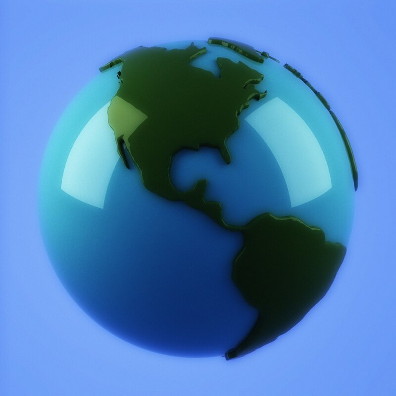 Globe with Continents — Blue