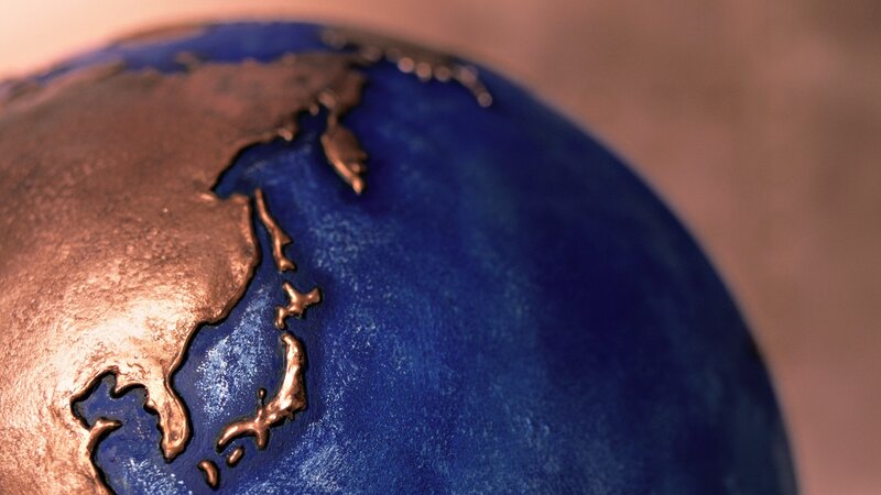 globe with copper continents