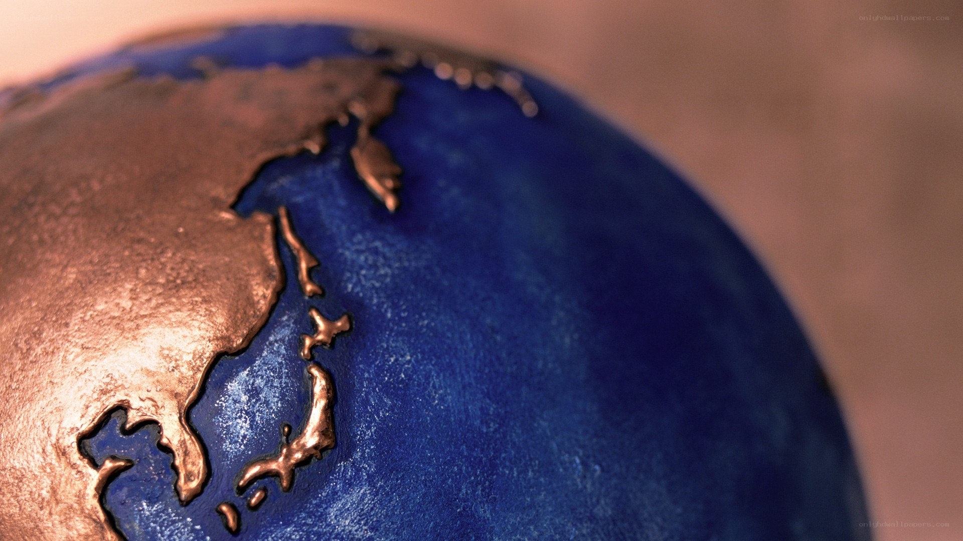 globe with copper continents