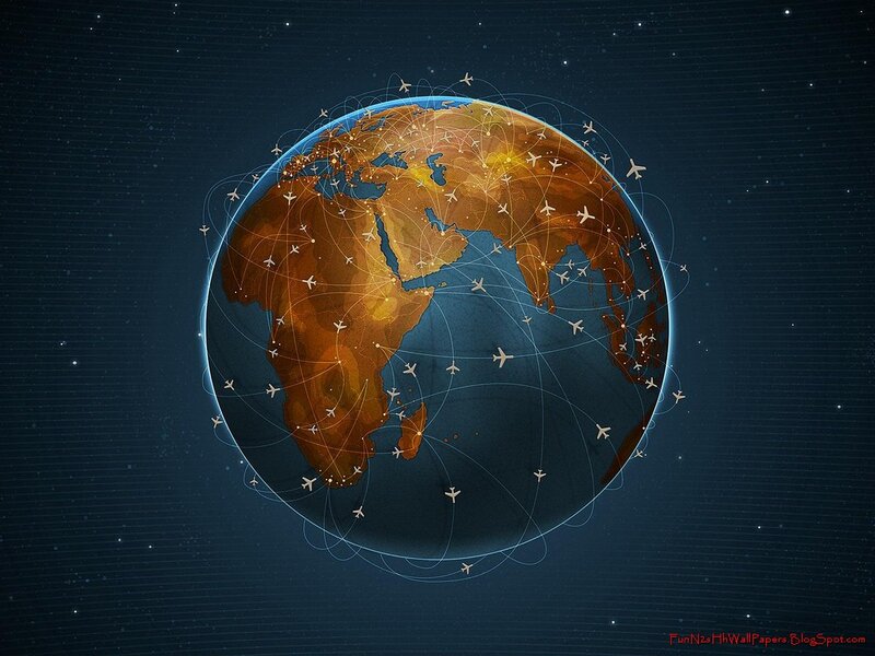 Globe with Flight Paths