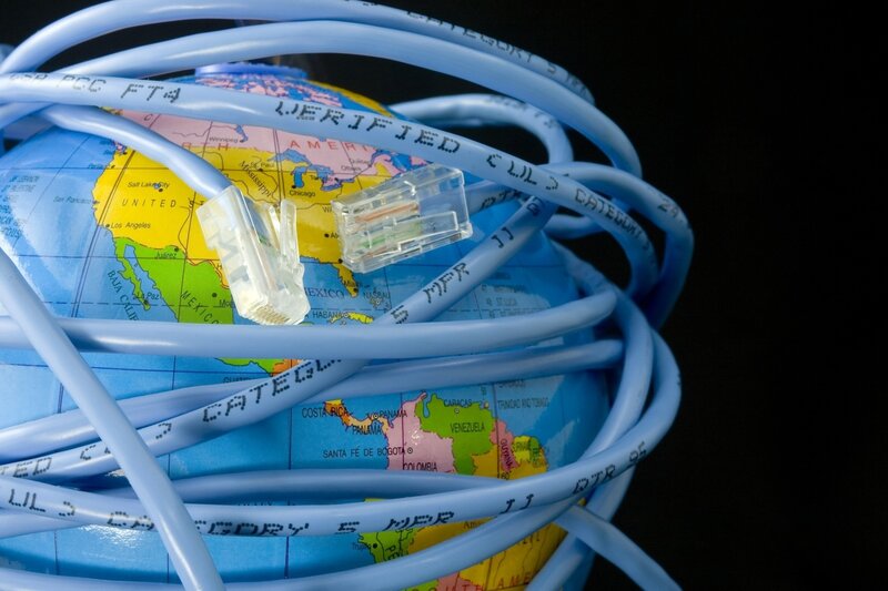 Globe with Network Cables — Blue