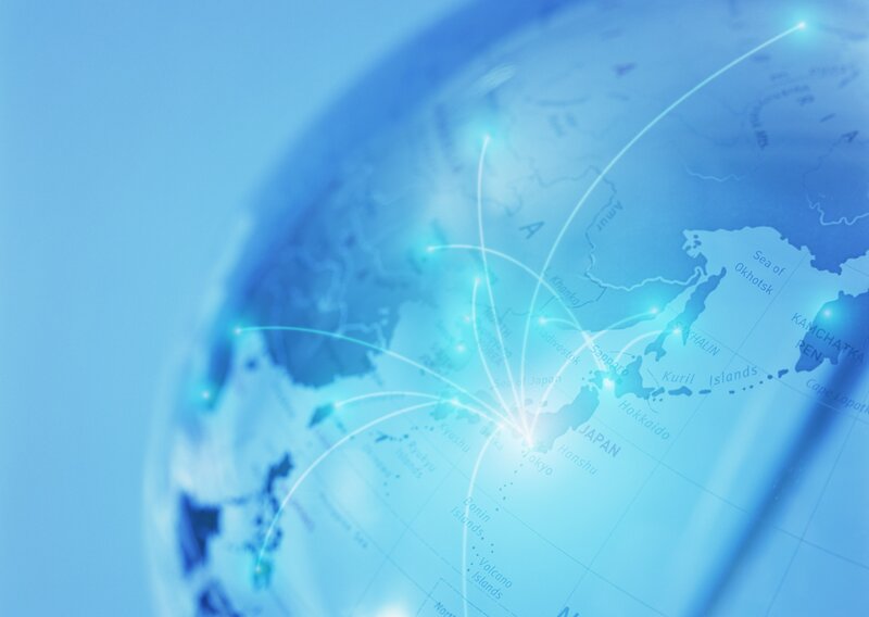 Globe with Network Lines — Blue, Technological