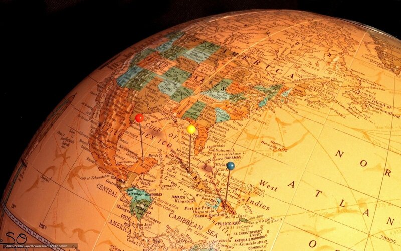 globe with pins on map