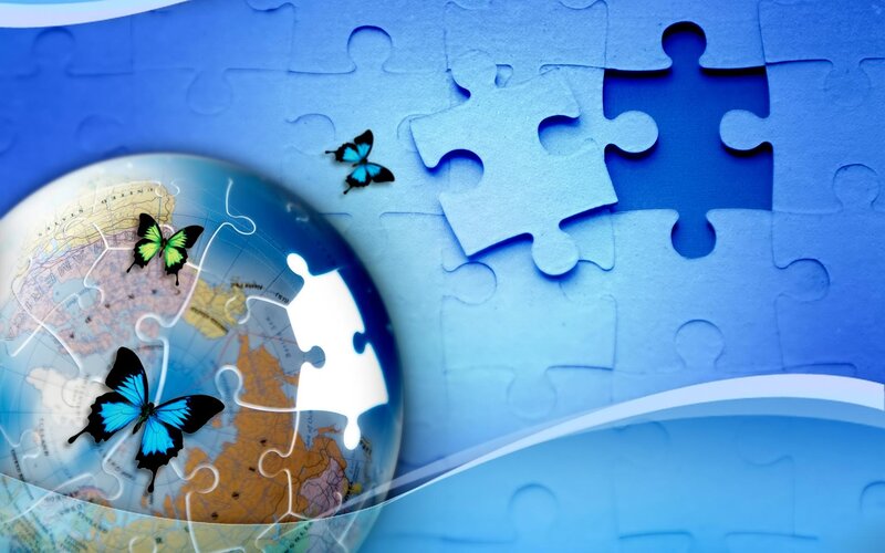 Globe with Puzzle Pieces