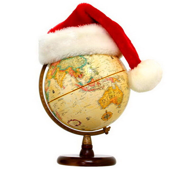 Globe with Santa Hat
