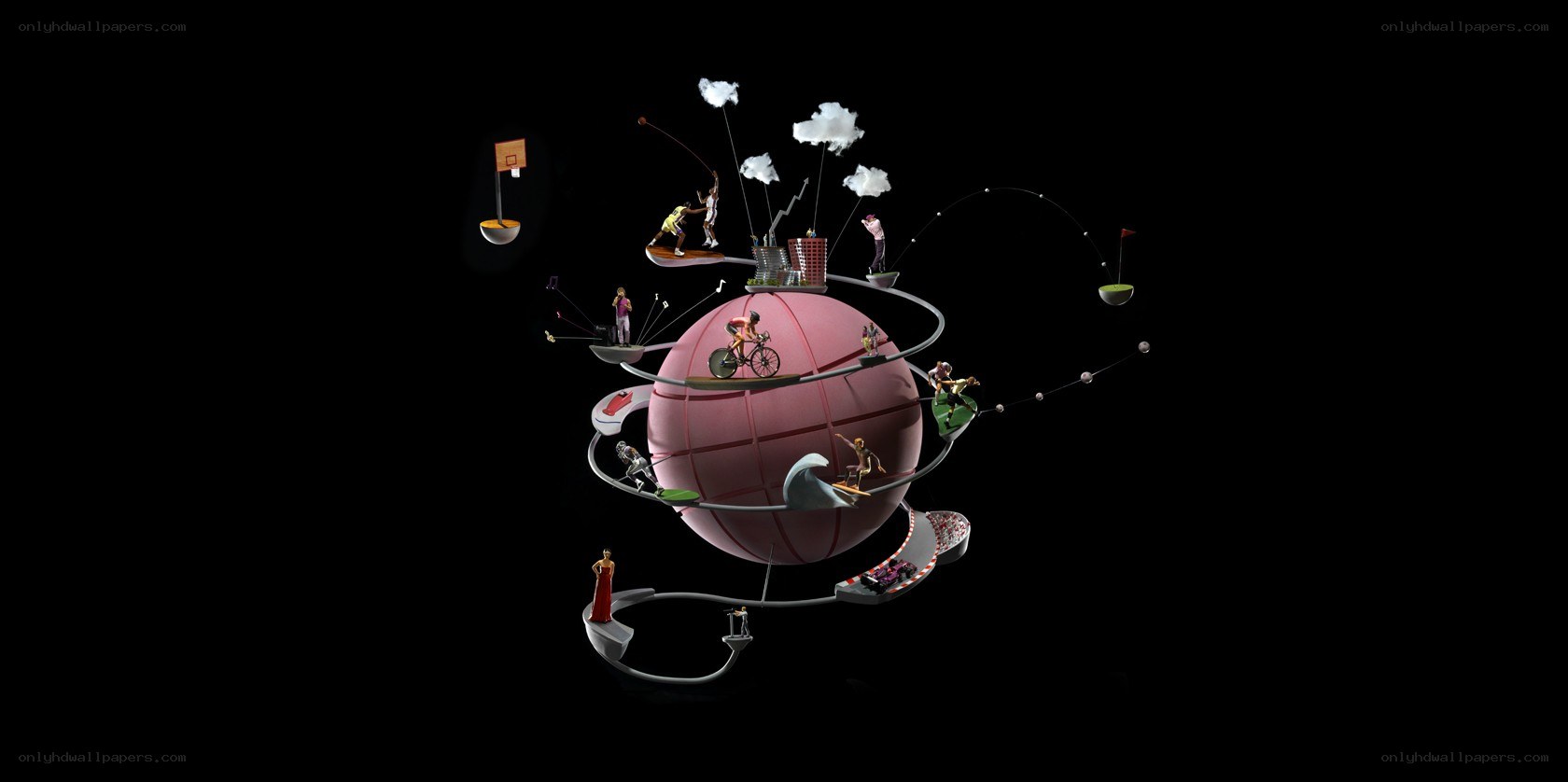 globe with sports activities