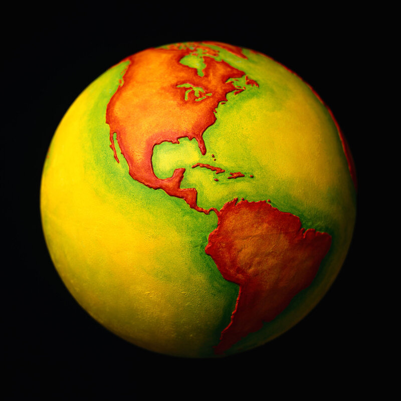 Globe with Temperature Map — Yellow
