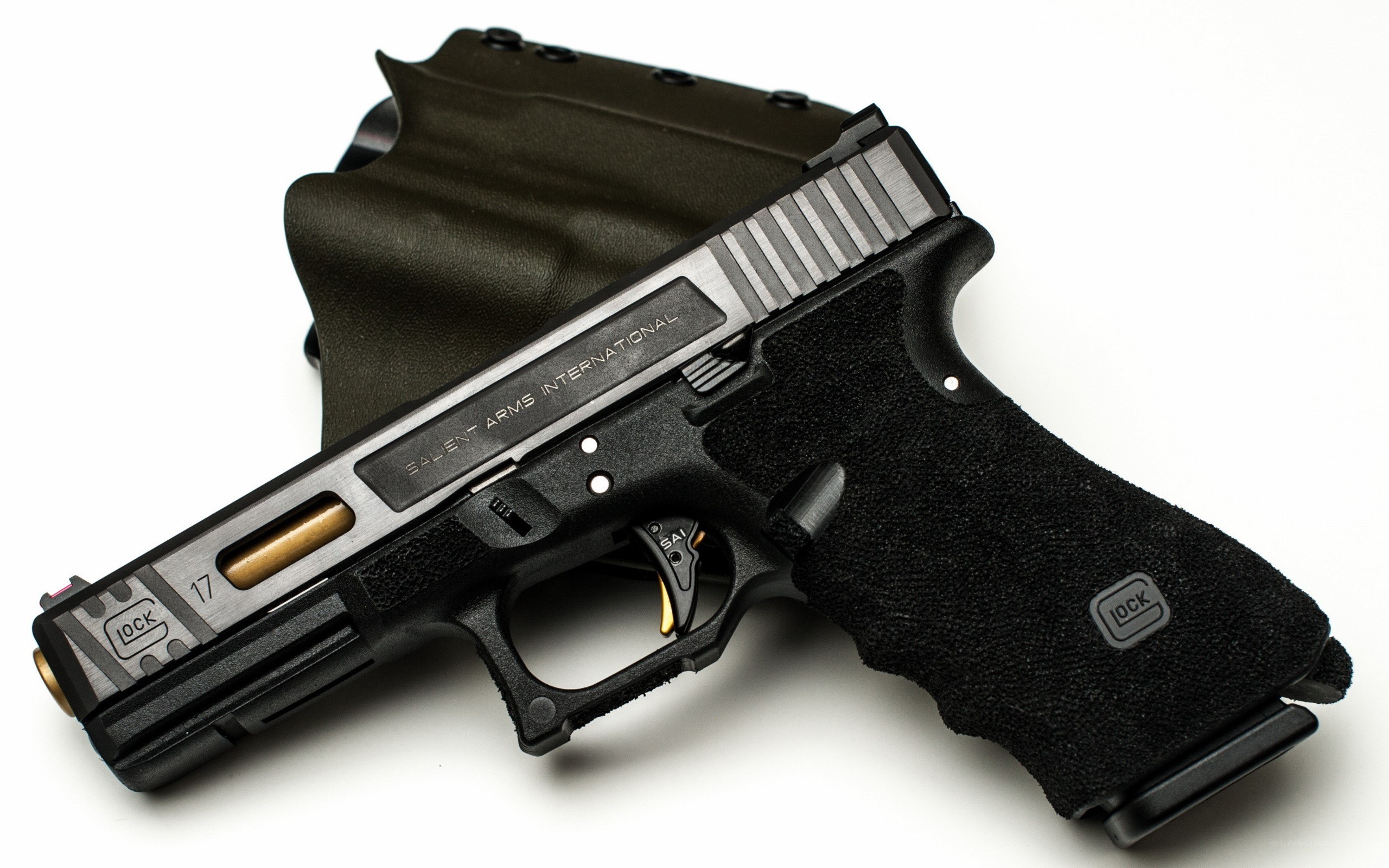 Glock 17 pistol with SAI slide